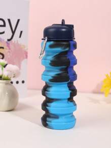 1pc Silicone Retractable Water Cup, Portable Silicone Cup, Collapsible Cup, Portable Cup, High-End Cup, Sports Cup, Capacity 480ml, Outdoor Portable Retractable Drinking Cup Camouflage Creative Sports Water Bottle With Foldable Straw, Shock-Proof, Sports, Fashionable Design, Suitable For Outdoor, Summer, Male And Female, Water Bottle, Office, The Best Summer Outdoor Water Cup Gift For Family
