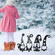 4PCS Metal Art Outdoor Garden Courtyard Station Post Gnome Home Decor Piece Crafts Cute Outdoor Fairy Tale Characters Place Plug-In Holiday Party Supplies Gift To A Friend - White - View 5