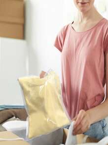 100pcs Large Size Self-Sealing Glass Paper Bags, Reusable Transparent Self-Adhesive Plastic Bags For Packaging Clothes, T-Shirts, Pants, Accessories