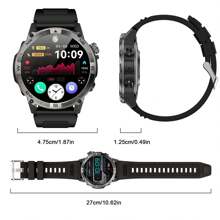 Military Rugged Smart Watch For Men Women, 1.43" AMOLED GPS Smartwatch IP68 Waterproof  530mAh Battery With Altitude Compass Air Pressure 60+Sports Fitness Tracker For Outdoor, Climbing, Camping, Running, Gym,Compatible With IOS Android