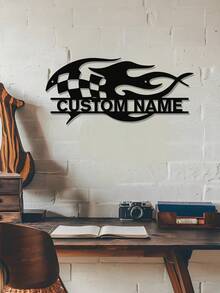 1pc Personalized Black & White Checkered Racing Flag - Custom Name, Home Decor Art Piece, Suitable For Race Car Party Decoration, Sports Event Decoration, Racing Themed Party, Birthday Party, Ideal Personalized Gift For Friends, Family, Dad, Mom, Room Decoration, Bedroom Decor, Home Decor, Wall Art - Black - View 10