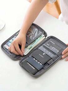 1 pieza Bolsa para pasaporte, titular de pasaporte y tarjeta, funda protectora impermeable, bolsa de almacenamiento de viaje, bolsa multiusos para documentos en el extranjero