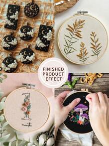 2 piezas de tela de bordado hecha a mano en caqui/negro/blanco, con suavidad moderada, superficie limpia, hilos distribuidos uniformemente, adecuada para manualidades de bordado