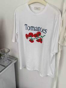 LA PRINCESA PLAYERA DE MANGA CORTA DE DAMA ,DE ESTAMPADA DE  FURTA TOMATE - Blanco - Ver 4