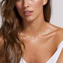 1 chiếc vòng cổ chữ thép không gỉ tối giản, thích hợp để đeo hàng ngày, món quà trang sức tuyệt vời nhất cho phụ nữ - Vàng - Xem 23