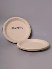 100pcs Sugarcane Pulp Disposable Paper Plates, Thicker Paper Pulp Plates For Barbecue, Cake, DIY Painting