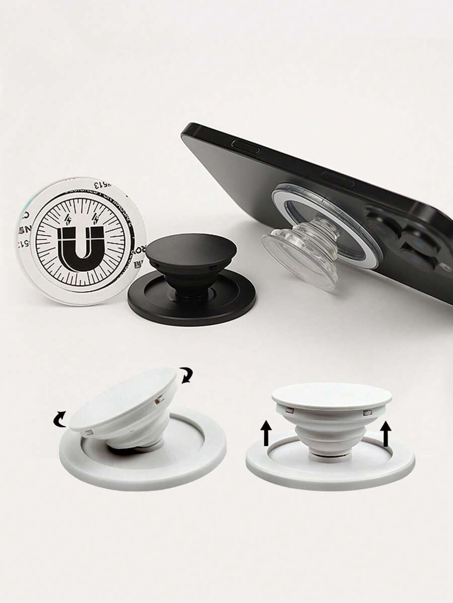 1pc Powerful Magnetic Inflatable Phone Stand, Ultra-Thin Portable Slouchy Retractable Transparent Magnetic Phone Holder