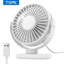 TOPK TOPK Mini USB Desk Fan, 360° Rotation 3 Speeds With Powerful Airflow, Stylish Design Brushless Motor High-Quality Construction Portable Personal Cooling Fan For Bedroom Home Office Desktop Travel