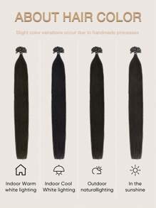 50 piezas de extensiones de cabello con punta en U de 14 a 22 pulgadas, cabello humano liso de color negro natural, queratina invisible, bandas de Remy de calidad de salón para un acoplamiento perfecto