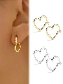 1pair Sterling Silve 925 Heart Stud Earrings With Jewelry For Women Valentine's Day Casual Fine Ladies Jewelry Gift Valentines