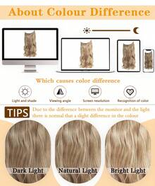 16" 20" Halo Hair Extensions Invisible Wire Hair Extensions With 2 Clips Synthetic Wavy Hairpiece Adjustable Transparent Headband For Women - Dark Blonde - 查看 6