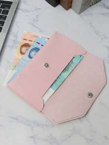 1 Peça Envelope de Dinheiro Reutilizável de Couro Sintético Minimalista com Compartimentos para Cartões, Carteira de Cor Sólida da Moda, Envelope de Dinheiro para Uso Diário, Carteira Envelope, Presente para Mulheres, Bordô - Multicolorido - Visão 5