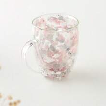 Tazza in vetro doppia parete da 300ml con fiori secchi, tazza da tè in vetro carina con manico, regalo di Natale, compleanno, inaugurazione casa, tazza autunnale creativa, decorazione per la casa