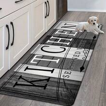 1 pièce Tapis de cuisine classique imprimé de grain de bois de couleur foncée, mousse à mémoire de forme à haute rebondissement, tapis absorbant et antidérapant pour la cuisine, le couloir, la salle de bain, l'entrée, la salle à manger et autres décorations de la maison