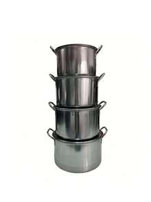 4 piezas  Juego de Ollas con Tapa Acero Inoxidable, Olla de acero inoxidable - Plateado - Ver 9