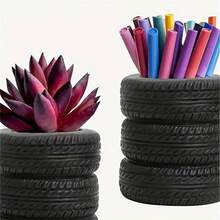 1pc Creative Tire Pen Holder, Personalized Stationery Storage Container, Desktop Manager,Back To School,School Supplies - Multicolor - View 6