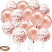 30pcs/Set Shiny Rose Gold Metallic Sequin Or Pearlescent Rose Gold Latex Balloons Pack, Suitable For Bachelorette Party, Birthday, Wedding, Proposal, Mother's Day, Graduation, Halloween, Christmas And Other Indoor/Outdoor Decorations