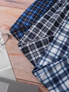 3 件套格子休闲基本款口袋睡衣套装，适合所有季节 - 彩色 - 查看 4