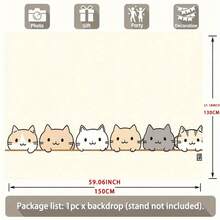 1pc Cute Cat Line Party Banner -5 Adorable Cat Illustrations, Mixed Colors, Perfect For Home, Room, Wall Decoration, And Photo Props - Perfect For All Seasons - Multicolor - View 6