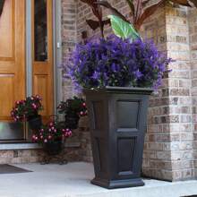 5pcs UV Resistant Hanging Flower Pot Floral Fence, Indoor Outdoor Decor Artificial Greenery Lavender Shrubs Fake Flowers, Wedding Table Centerpiece Filler (Purple)