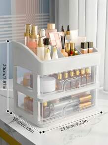 1pc Multilayer Clear Makeup Storage Box With Drawers, Vanity Countertops And Makeup Storage For Bathroom Vanity, Lipstick Brush Skin Care Beauty Rack
