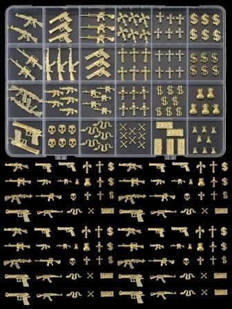 美甲饰品，Wsimily 合金 3D 美元金钻饰蛇枪十字图案，奢华美甲装饰，适合 DIY 美甲和美甲设计