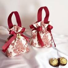 1pc Floral Gift Bag With Drawstring, Candy Bag, Tea Party Gift Bag, Wedding Candy Box, Party Hospitality Bag, Bridal Shower, Return Gift Bag, Upgraded European Wedding Gift Box, Elegant Red Foldable Wedding Return Gift Packaging Bag (Mother's Day, Graduation Ceremony)
