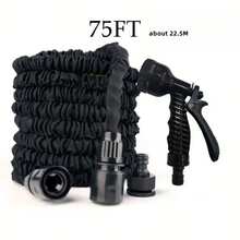 1 件 25/50/75 英尺可扩展花园软管，带 7 功能淋浴喷头套装 - 耐用，含喷嘴，庭院浇水灌溉软管，户外使用和洗车软管，带高压水枪 - 无需电源