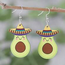 Vintage, süße, bunte Esel-Anhänger-Ohrringe für Frauen, doppelseitiger Holz-Mexiko Cinco de Mayo Party Schmuck Geschenk