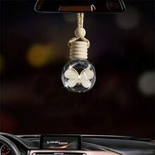 1pc Aromatherapy Diffuser With Car Butterfly Design, Empty Glass Bottle, Car Rear View Mirror Pendant Without Fragrance, Interior Accessories For Mother's Day - one-size - View 9