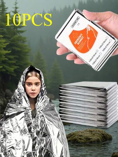 2/5/10pcs/Pack Emergency Foil Mylar Thermal Blanket, 52"L X 84"W, Emergency Mylar Thermal Blanket - Space Blanket Survival Kit Camping Blanket, Great For Outdoors, Hiking, Survival, Escape Kit, Marathon Or First Aid, Silver