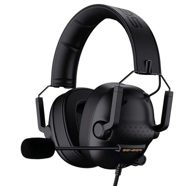 Senzer Słuchawki gamingowe SENZER SG500-Czarne, z dźwiękiem przestrzennym i mikrofonem z redukcją szumów, z miękką wyściółką z pianki zapamiętującej kształt, przenośne, składane słuchawki do komputerów PC itp.