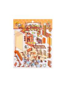 3pcs/Pack Market Food Theme Scene Stickers, 3D Three-Dimensional Two-Layer Scene Stickers, Restaurants, Inns, Academies, Bun Shops And Animal Elements DIY Creative Waterproof PET Scene Stickers , Back To School Gifts - Multicolor - View 16