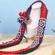 Graduation Necklace Class Of 2025 Grad Ribbon Double Braided Necklace With Tassel Handmade Lei Necklace For Congrats Graduates Senior - Black - View 5
