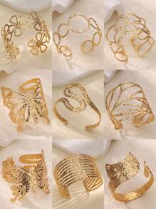 Brazalete ancho de acero inoxidable con diseño de flor para mujer, pulsera de estilo vintage geométrico simple con acabado mate, joyería de moda, regalo nuevo