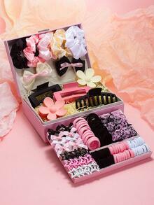 482pcs/Set Stylish & Cute Girl Hair Accessories Set, Includes Satin Scrunchies, Bow Hair Clips, Floral & Star Hair Clips, Multiple Color Basic Elastic Hair Ties - Suitable For Girls And Women, Versatile For Casual, Romantic And Party Looks, School Stuff, Elegant, College, Flower , Gifts, Bows, Classy, Hair Bobbles, Hair Bands, Head Accessories