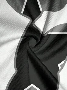 男士运动风V领五角星图案短袖T恤 - 彩色 - 查看 3