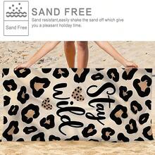 1 pezzo Extra Large & Ultra Morbido Asciugamano da Spiaggia in Microfibra - Stampa Leopardata "Stay Wild", Asciugatura Rapida, Super Assorbente, Leggero, Anti-Sabbia, Ideale per Spiaggia, Piscina, Campeggio e Viaggio, Regalo di San Valentino, Essenziale da Spiaggia | Design Ispirazionale | Asciugamano Soffice e Assorbente - Cachi - Visualizzare 8
