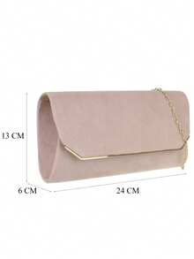 Girly Handbags Womens Plain Faux Suede Clutch Bag - Nude - View 3