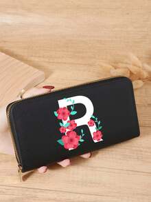 Burgundy Bag Charry Red Bag Wine Red Bag, A-Z Letter Print Fold Over Long Wallet Women Fashion Modern Business Slim Portable Versatile Large Capacity Credit Card Zipper ID Card Money Cash Storage Business Casual Perfect School College Work Business Commute Teachers' Day Back To School Holiday Office For Birthday Gift On Valentine Day Lady Female Women White-Collar Workers College Student,Bag School Supplies For School Dorm Room & Back To School - Burgundy - View 96