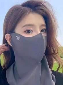 1pc Women Lightweight Ice Silk Face Mask With Sun Protection, Breathable Openwork, Solid Color, Suitable For Outdoor Riding, Daily Use