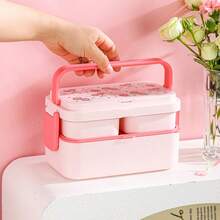 1件学生卡通双层午餐盒，适合上班族，便携式微波炉加热便当盒，水果午餐盒，学校用品 - 彩色 - 查看 6