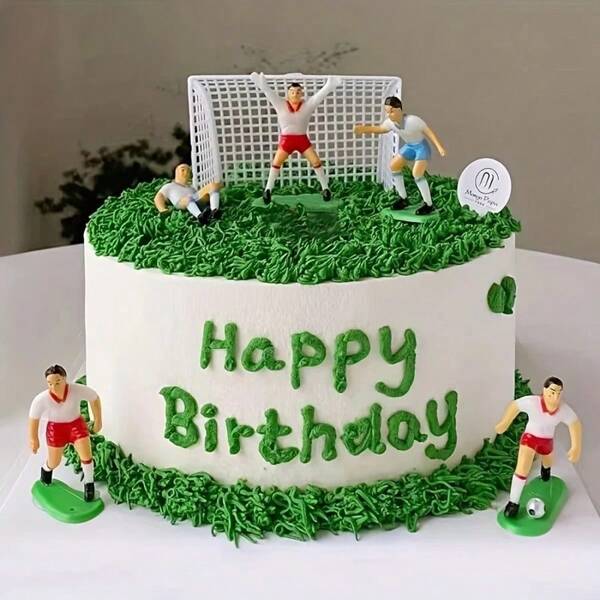 9CS Soccer Cake Topper Soccer Cupcake Topper Soccer Team Player Goalie Plastic Ball Star Goal Trophy Decorations For Soccer Themed Party Birthday Party Men Decorations