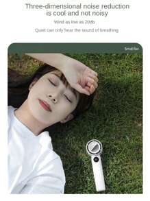 Nouveau ventilateur portable à main, mini ventilateur de bureau pliable, réglage sans palier de 199 vitesses, avec miroir de maquillage, silencieux haute vitesse, convient pour les dortoirs, la maison, le bureau, l'extérieur et plus encore