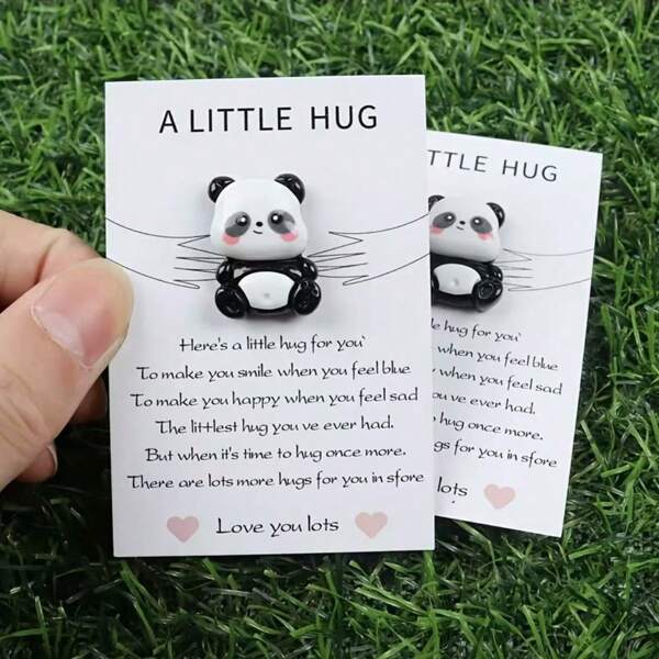 Adorable Panda Hug Keepsake, Acrylic & Paper Thank You Card, Perfect Gift For Family, Friends, And Loved Ones On Special Occasions, Birthday Wishes,Harvest Festival - No Electricity Needed, Panda Gifts