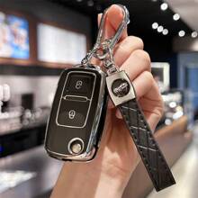 Key Fob Shell Case Cover For VW Jetta Passat Beetle Rabbit GTI CC EOS Amarok Golf 4 5 6 MK4 Polo MK7 Smart Key Protector Holder Car Accessories Bag Charm