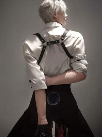 1pc Men's Black Handmade Rivet PU Leather Harness Strap, Suitable For Tight Shirt And T-Shirt For Going Out Outfit Wedding Party And For Gift Halloween Accessories, Halloween Costumes Autumn-Winter Accessories Halloween Costume,Suitable For Teens, Youth,Men,Casual, Outdoor, Athletic, Vacation, Graduation Gifts, Birthday, Daily Wear