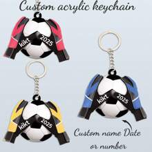 1pc Customized Acrylic Football Sports Design Keychain, Fashion Gift For Sports Fan, Friend, Lover, Family, Daily, Memorial, Holiday, Father's Day Gift