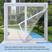 1pc Summer Mosquito Net For Windows, Hook And Loop Self-Adhesive, Curtain Door Screen No Punching Whole Covered Window Mesh, Breathable And Transparent Mosquito Net, Suitable For Different Doors And Windows, No Punching, Self-Adhesive Installation, Removable And Easy To Clean