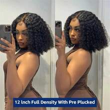 Short Bob Wigs Human Hair Deep Curly Wave 13x4 Lace Front Human Hair Wig Kinky Curly Bob Wig Transparent Lace Frontal Wig Remy 4x4 Lace Wig - S1 - View 9